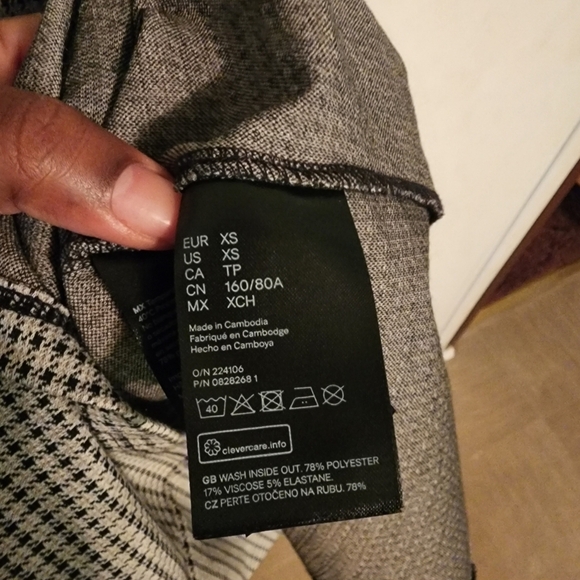 H&M Tailored Jersey Dress Light Beige/Black Checked Size XS - Picture 5 of 12